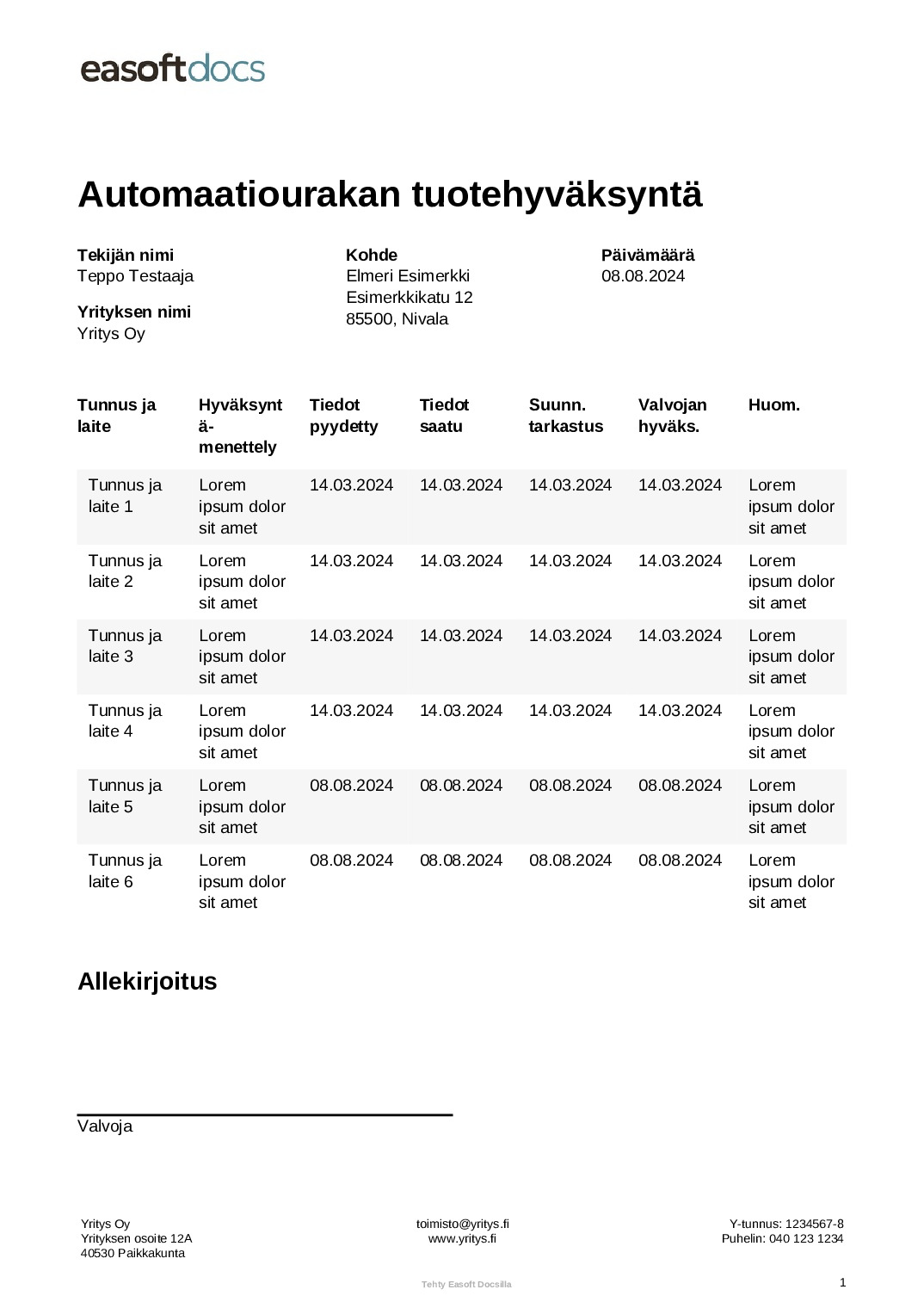 Dokumentit Toimialalle LVI Easoft Docs Oy