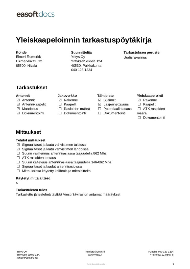 Dokumentit toimialalle Sähkö - Easoft Docs Oy