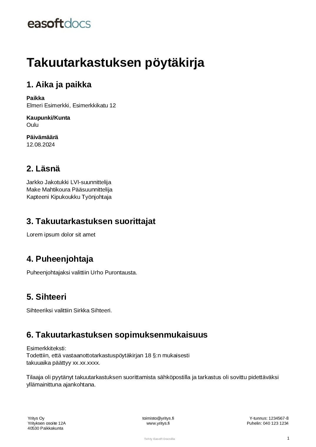 Dokumentit Toimialalle Rakentaminen Easoft Docs Oy Dokumentit Toimialalle Rakentaminen Easoft Docs Oy